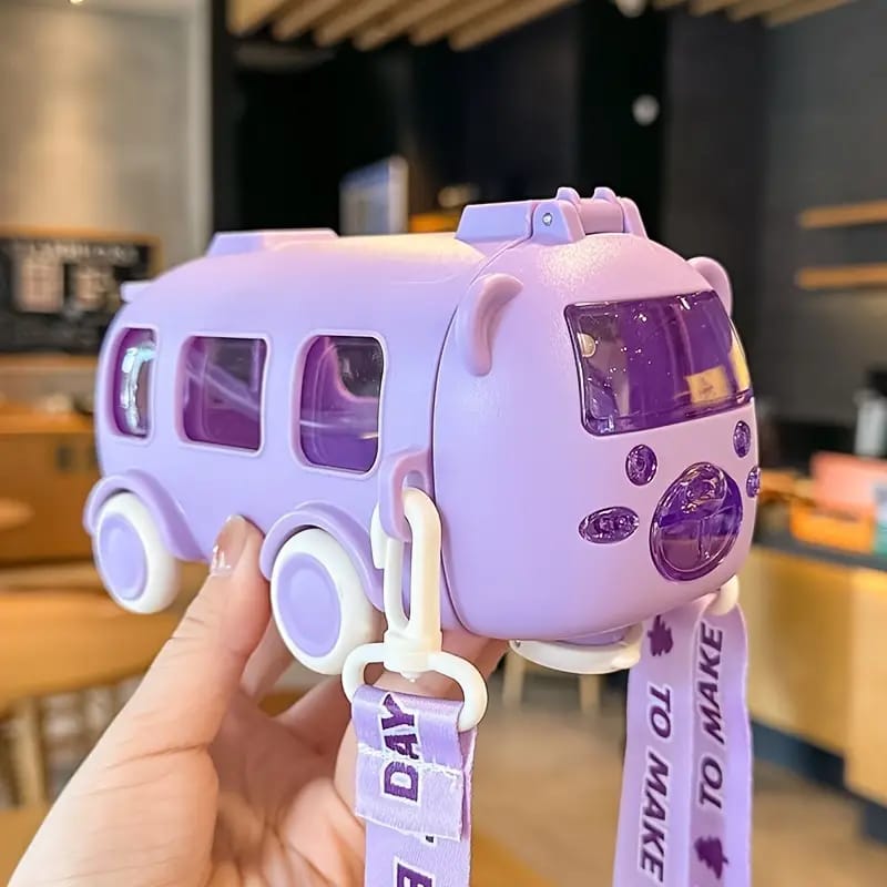 Children's Water Cup Summer Cartoon Car Baby Bus Straw Cup Boy Girl Kindergarten School Special Water Bottle Anti-drop And Leak-proof Portable Carrier