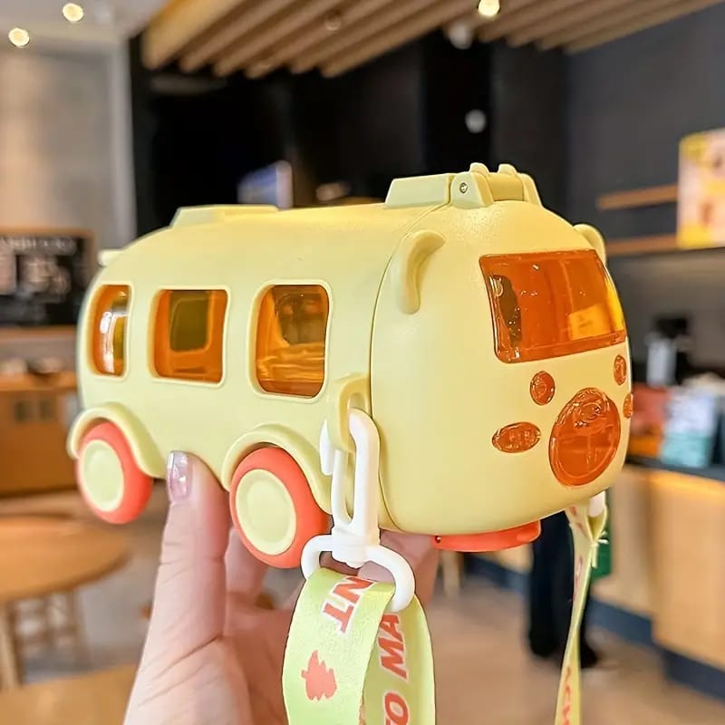 Children's Water Cup Summer Cartoon Car Baby Bus Straw Cup Boy Girl Kindergarten School Special Water Bottle Anti-drop And Leak-proof Portable Carrier