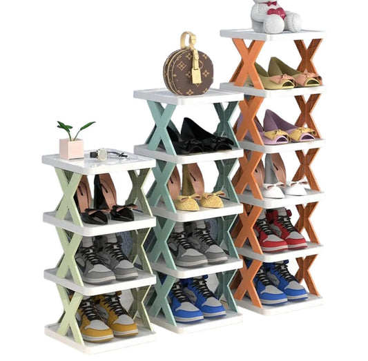 High Quality Foldable X Shape Plastic Shoe Rack